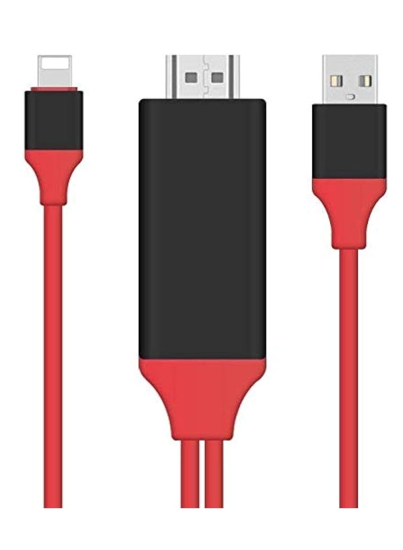 Lightning to HDMI Cable Adapter - HDTV AV 1080P for Apple iPhone 7 6 6s Plus 5s iPad Air Mini No WiFi White