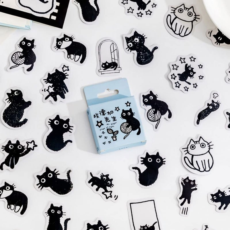 Obujopal Small Cute Cat Stickers for Scrapbooking Bullet Journal DIY Decoration Journaling Planners Suitcase Diary Notebooks, Album Laptop Phone Case Art Craft, 45 Designsâ€¦ - Image 1
