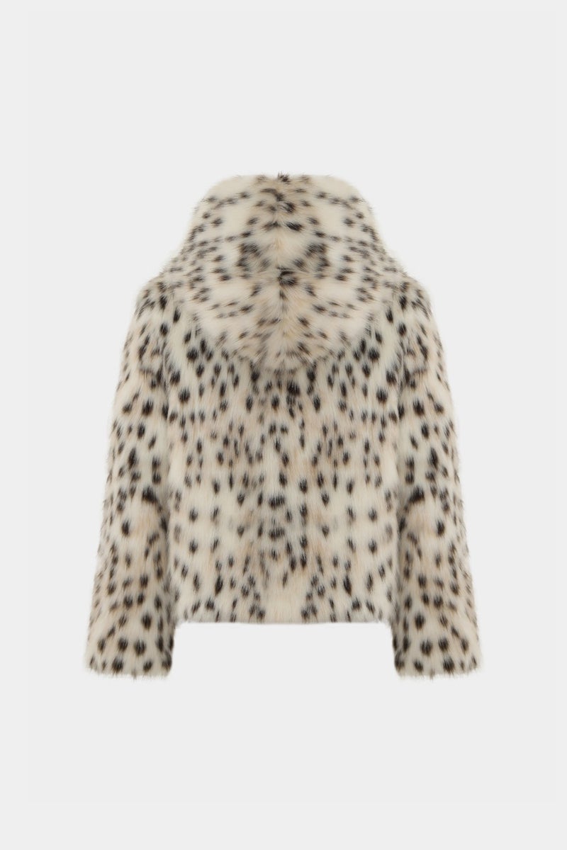 Açelya Okcu Premium Leopard Pattern Hooded Faux Fur Women's Coat  - Image 2