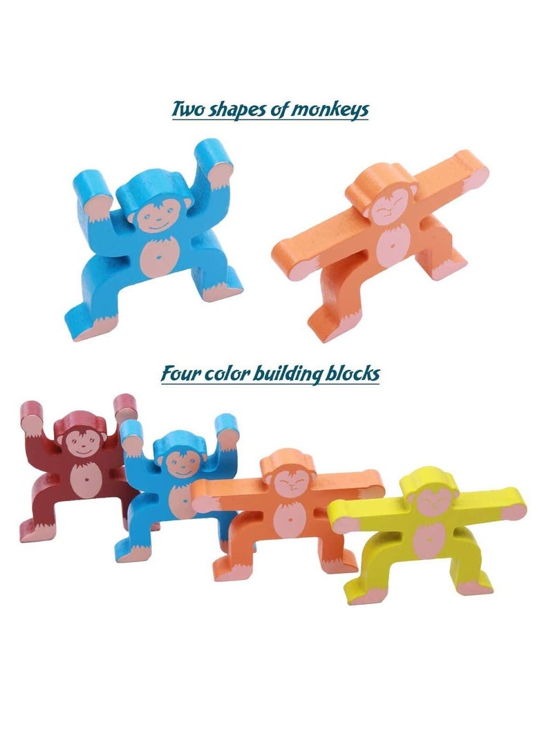 Excefore Wooden Monkey Balancing Blocks Interlock Stacking Games Toddlers Educational Development Gift 3D Puzzle Toy Home Decor Party High Building for Age 3 4 5 6 Years Old, 16 Pcs - Image 5
