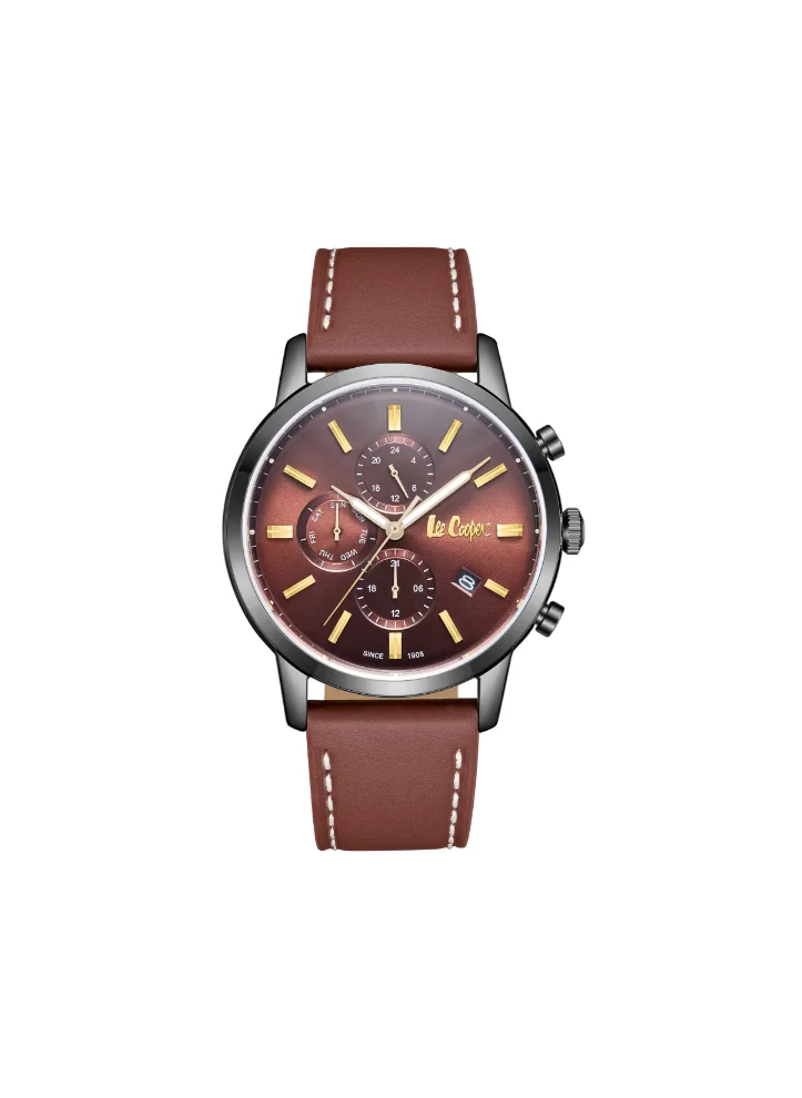 Lee Cooper LEE COOPER LC08085.044 Men's Multi Function Display Watch & Leather Strap Dark Brown