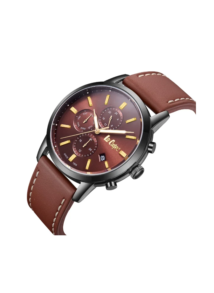 Lee Cooper LEE COOPER LC08085.044 Men's Multi Function Display Watch & Leather Strap Dark Brown