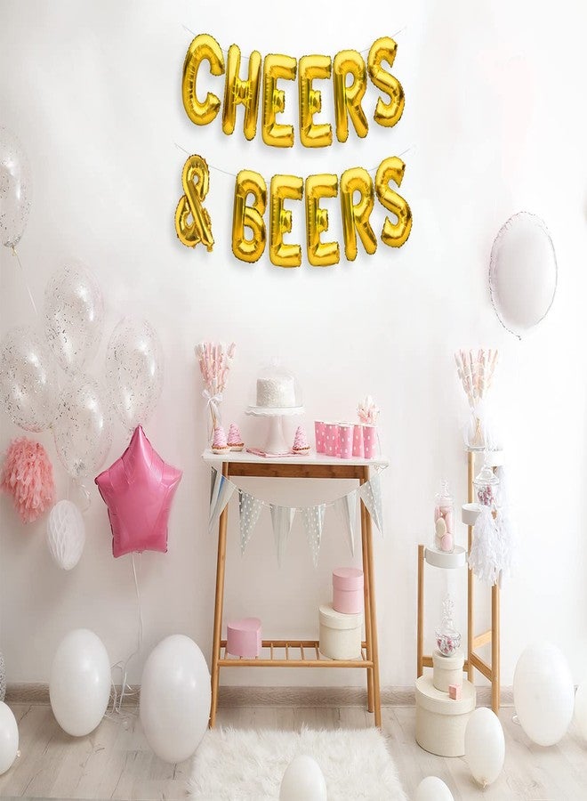 بارتي فور إيفر لافتة بالونات CHEERS & BEERS من PartyForever، لافتة ذهبية لزينة حفلات أعياد الميلاد - Image 3