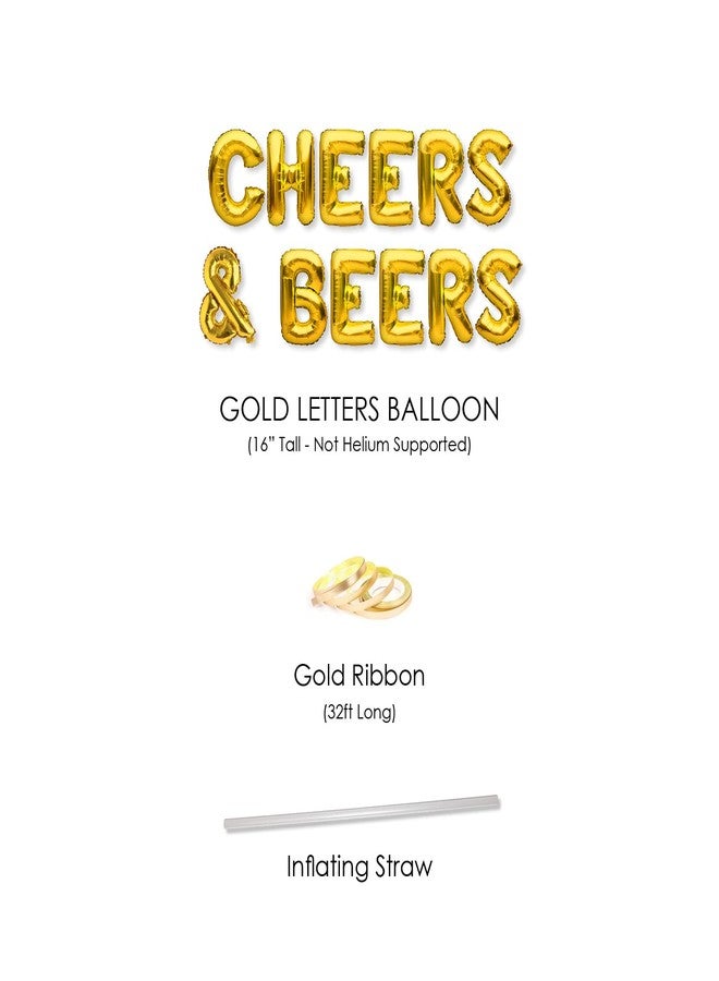 بارتي فور إيفر لافتة بالونات CHEERS & BEERS من PartyForever، لافتة ذهبية لزينة حفلات أعياد الميلاد - Image 2