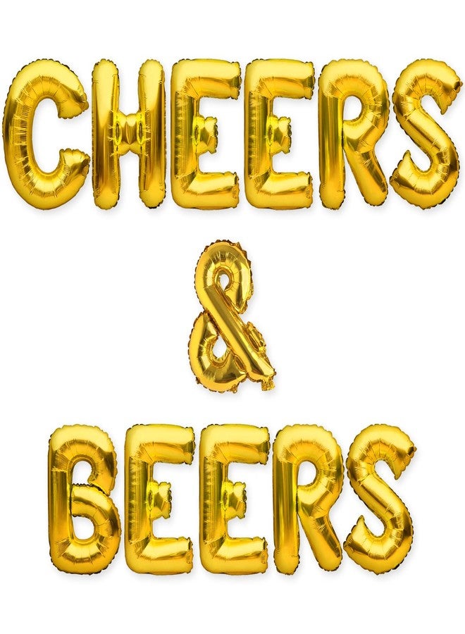 بارتي فور إيفر لافتة بالونات CHEERS & BEERS من PartyForever، لافتة ذهبية لزينة حفلات أعياد الميلاد - Image 1