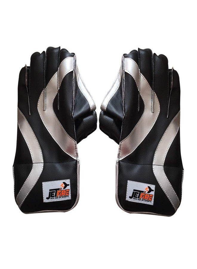 JetFire Regular Wicket Keeping Gloves Black Combo with Blue Abdominal Guard Cricket Kit,Foam Black & Blue - Image 4