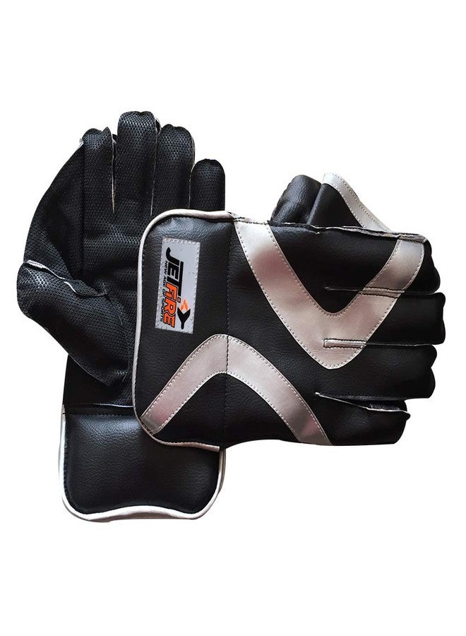 JetFire Regular Wicket Keeping Gloves Black Combo with Blue Abdominal Guard Cricket Kit,Foam Black & Blue - Image 3