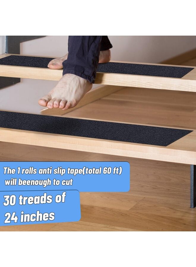 Stair Tread Anti-Slip Safety Tape - Non-Slip Tread, High Traction Friction, Strong Grip, Abrasive Adhesive Hazard Warning Tape (Black, 1" Wide x 16.4' Long) - Image 4
