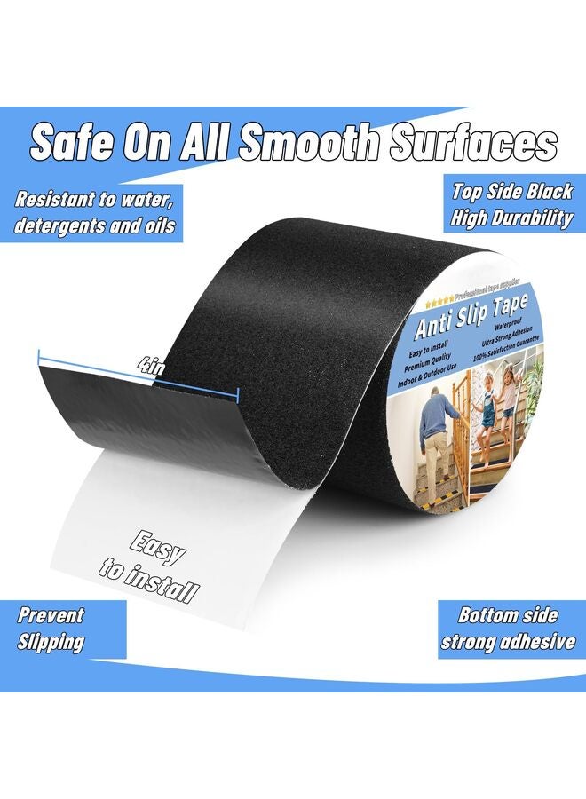 Stair Tread Anti-Slip Safety Tape - Non-Slip Tread, High Traction Friction, Strong Grip, Abrasive Adhesive Hazard Warning Tape (Black, 1" Wide x 16.4' Long) - Image 2