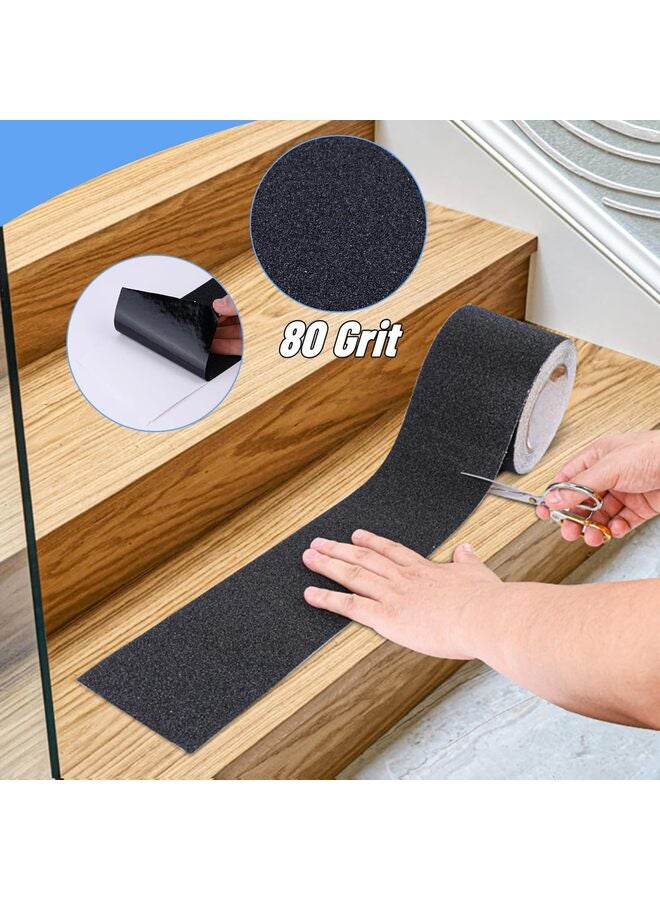 Stair Tread Anti-Slip Safety Tape - Non-Slip Tread, High Traction Friction, Strong Grip, Abrasive Adhesive Hazard Warning Tape (Black, 1" Wide x 16.4' Long) - Image 3