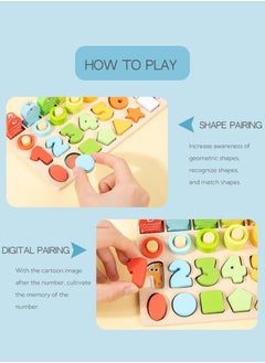 Generic Wooden Puzzle Sorting Shape Matching Magnetic Fishing Toy Stacking Preschool Logarithmic Board Educational Learning Activities  - Image 4