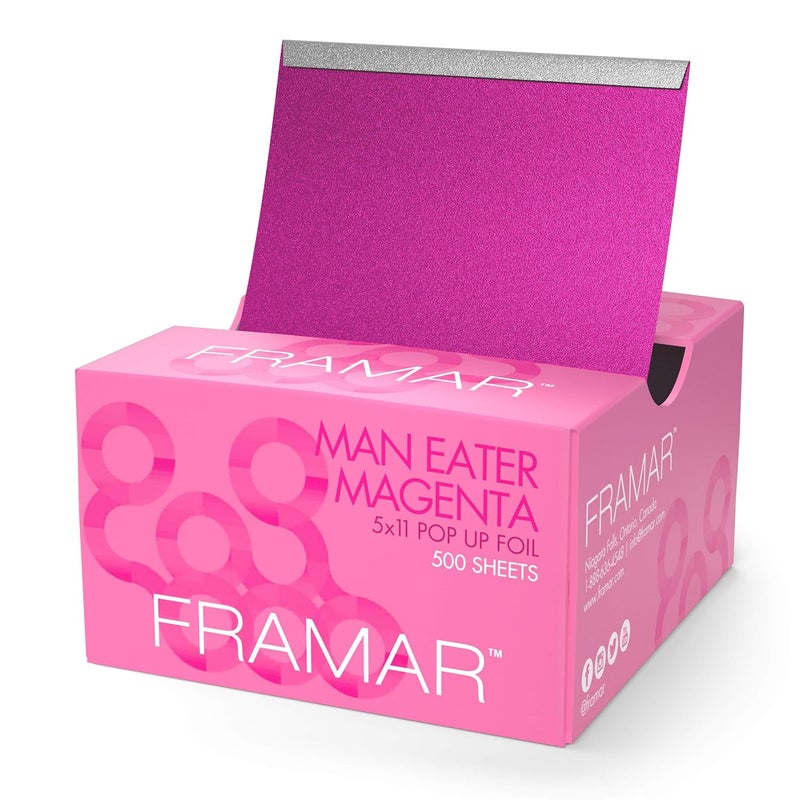 framar Magenta Hair Foils For Highlighting - Pop Up Hair Foil, Highlight Foils For Hair, Aluminum Foil Sheets, Salon Foils For Hair Stylist, Hair Dye Supplies, Non Slip 500 Pop Up Foil Sheets - Image 1