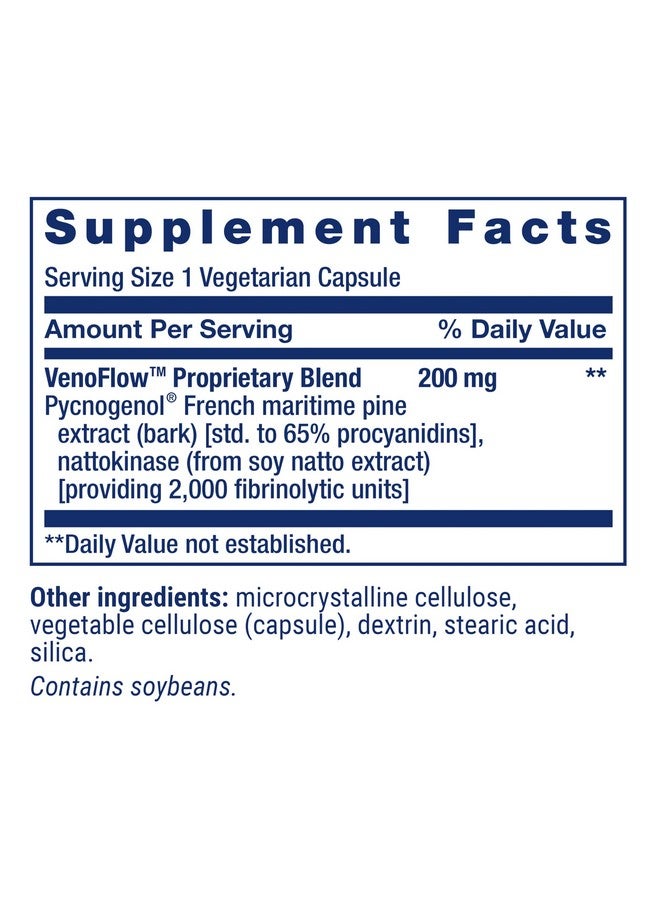 لايف إكستنشن Life Extension VenoFlow™، إنزيم ناتوكيناز، مستخلص لحاء الصنوبر البحري الفرنسي، يدعم وظيفة الأوعية الدموية الصحية، الدورة الدموية في الذراعين والساقين، خالٍ من الجلوتين، غير معدّل وراثيًا، نباتي، 1-يوميًا، 30 كبسولة - Image 3