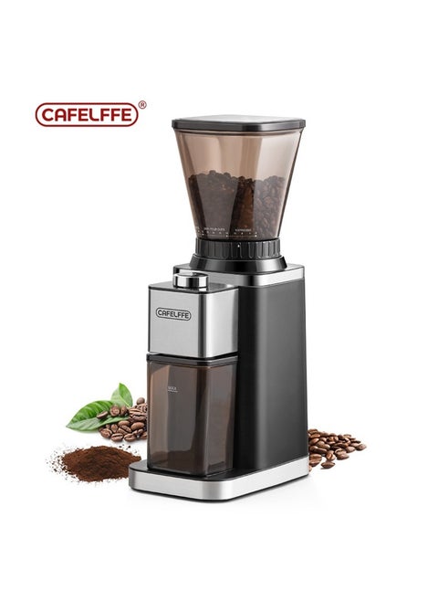 Burr Coffee Grinder,Anti-Static Electric Mill,One-Touch Automatic Grinder with 48-Position Grind Selector and Timer, for Espresso, Drip and French Press, 150W Black
