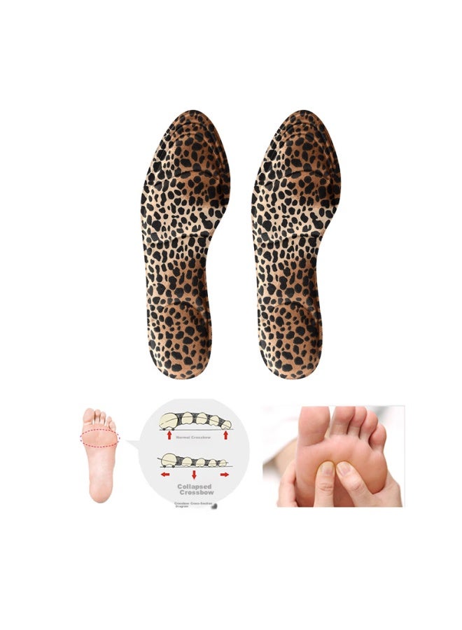Eleft العلامة التجارية الحائزة على الجائزة Eleft رفيق الكعب العالي 2 نعل داخلي لتخفيف الآلام، المقاسات 35-40، نمط الفهد القهوة المقطوع - Image 2