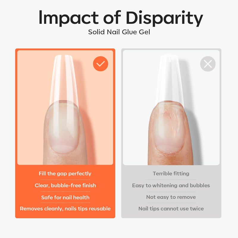 modelones Solid Nail Glue Gel for Acrylic Nails Tips, 30g False Nails Gel Glue Long-Lasting Strong Adhesion, Need UV Light Cured - Image 4