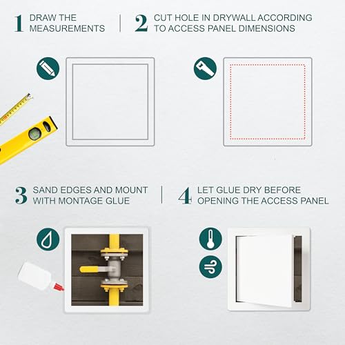 ECOPRO VENT 12" x 12" White Plastic Access Panel. Service Shaft Door Panel. Plumbing, Electricity, Heating, Alarm Wall Access Panel for Drywall. Bathroom Services Access Hole Cover - Image 3