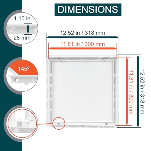 ECOPRO VENT 12" x 12" White Plastic Access Panel. Service Shaft Door Panel. Plumbing, Electricity, Heating, Alarm Wall Access Panel for Drywall. Bathroom Services Access Hole Cover - Image 2