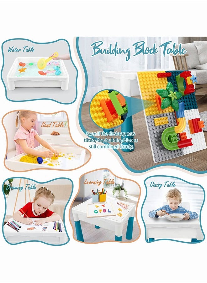 null - Toddlers Activity Table Kids Activity Table and Chair Set With 190 Pcs Large Building Blocks Sand Water Table Kids Learning Play Table Toys for Girls Boys Toddler - Image 1