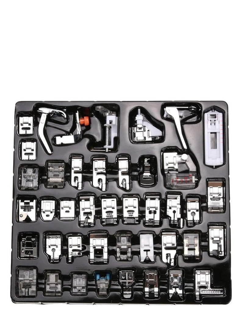 42-Piece Sewing Machine Foot Presser Feet Kit Silver  - Image 1