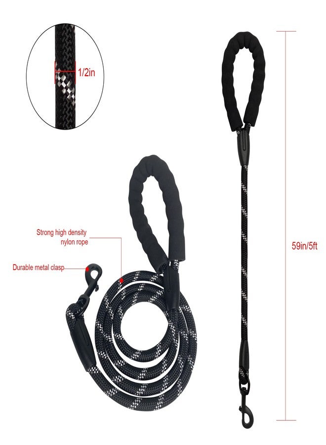 Beastron 5FT Heavy Duty Dog Leash with Comfortable Padded Handle and Highly Reflective Threads for Medium and Large Dog’s, Black - Image 2