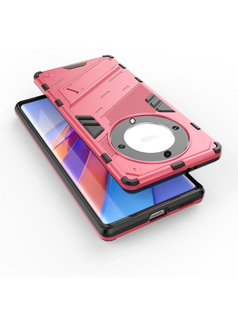 Honor X9a Case Cover with Hard PC Soft TPU Invisible Kickstand Bracket Drop-Proof Protective Cell Phone Cover - Image 5