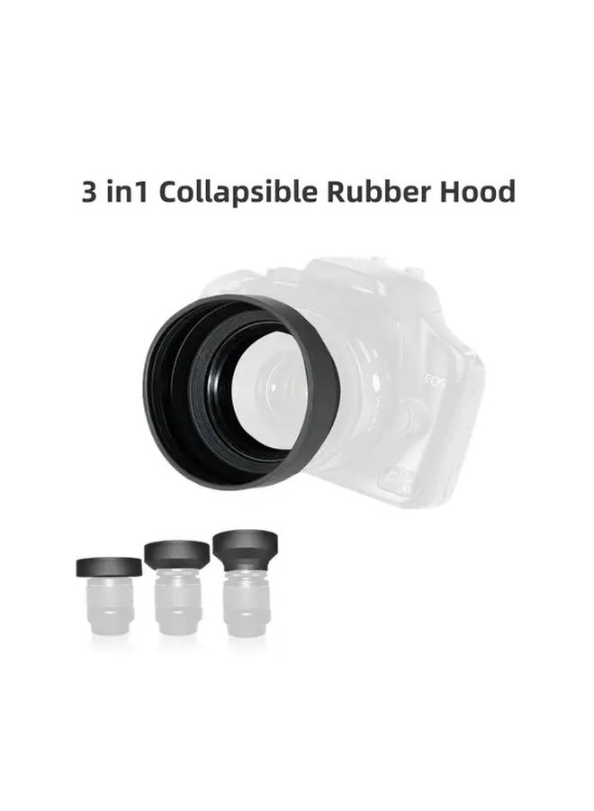Universal 72mm Three Purpose Foldable Rubber Lens Hood For Wide Telephoto Standard Lenses - Image 1
