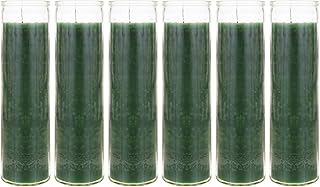 Mega Candles 6 pcs Unscented Green 7 Day Devotional Prayer Glass Container Candle, Premium Wax Candles 2 Inch x 8 Inch, - Image 1