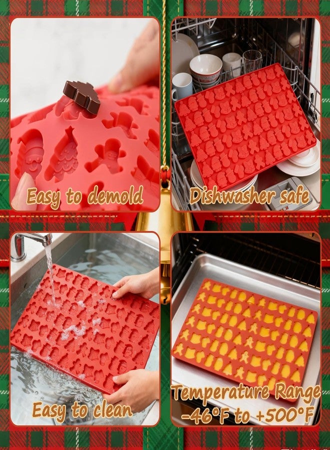 Dreplfn Christmas Chocolate Molds, 72 Cavities Silicone Candy Molds Santa Clause Christmas Tree Snowman Gingerbread Man Mini Gummy Silicone Mold for Chocolate, Candy, Fondant, Biscuit, Cookies, Cupcake Decor - Image 2