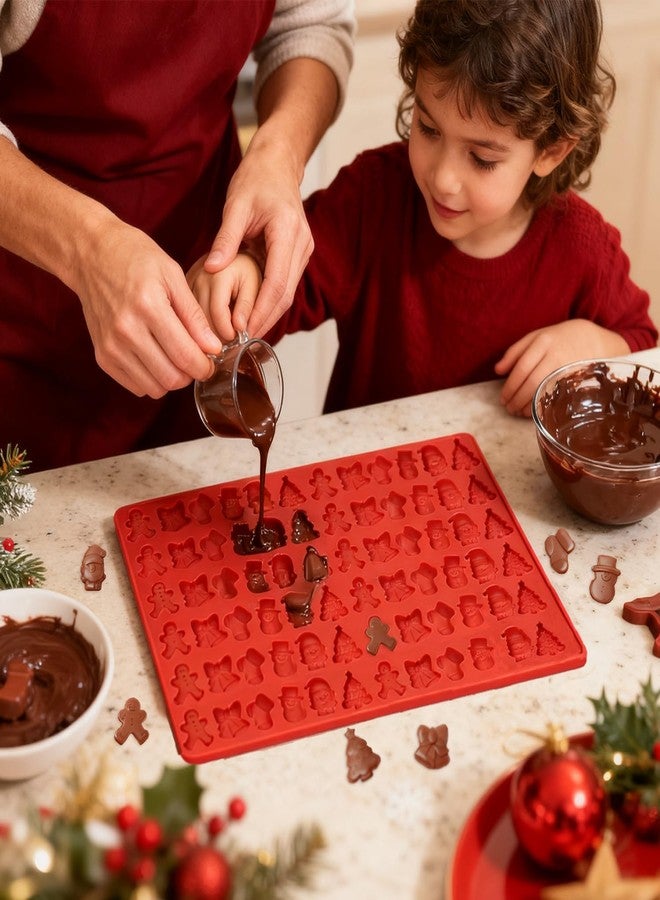 Dreplfn Christmas Chocolate Molds, 72 Cavities Silicone Candy Molds Santa Clause Christmas Tree Snowman Gingerbread Man Mini Gummy Silicone Mold for Chocolate, Candy, Fondant, Biscuit, Cookies, Cupcake Decor - Image 3