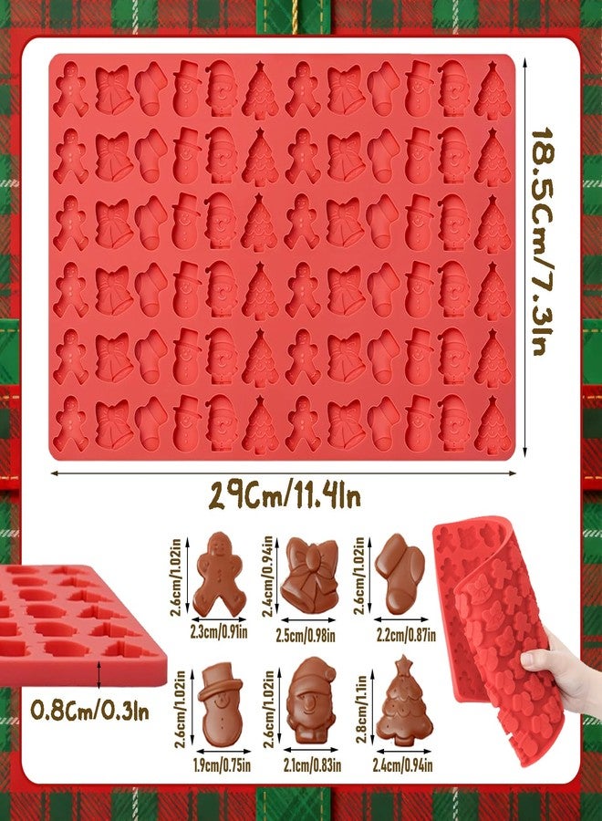 Dreplfn Christmas Chocolate Molds, 72 Cavities Silicone Candy Molds Santa Clause Christmas Tree Snowman Gingerbread Man Mini Gummy Silicone Mold for Chocolate, Candy, Fondant, Biscuit, Cookies, Cupcake Decor - Image 4