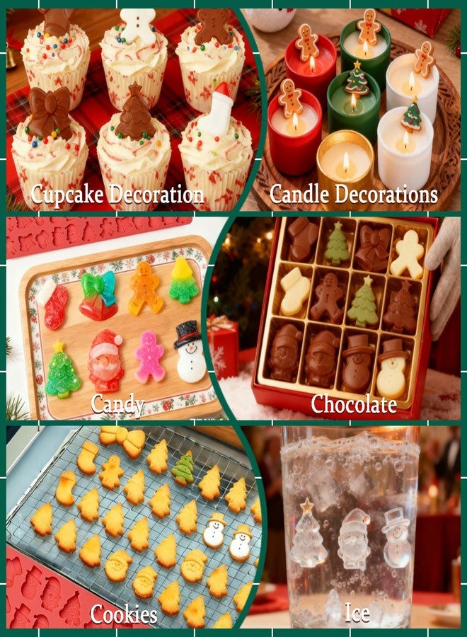 Dreplfn Christmas Chocolate Molds, 72 Cavities Silicone Candy Molds Santa Clause Christmas Tree Snowman Gingerbread Man Mini Gummy Silicone Mold for Chocolate, Candy, Fondant, Biscuit, Cookies, Cupcake Decor - Image 5