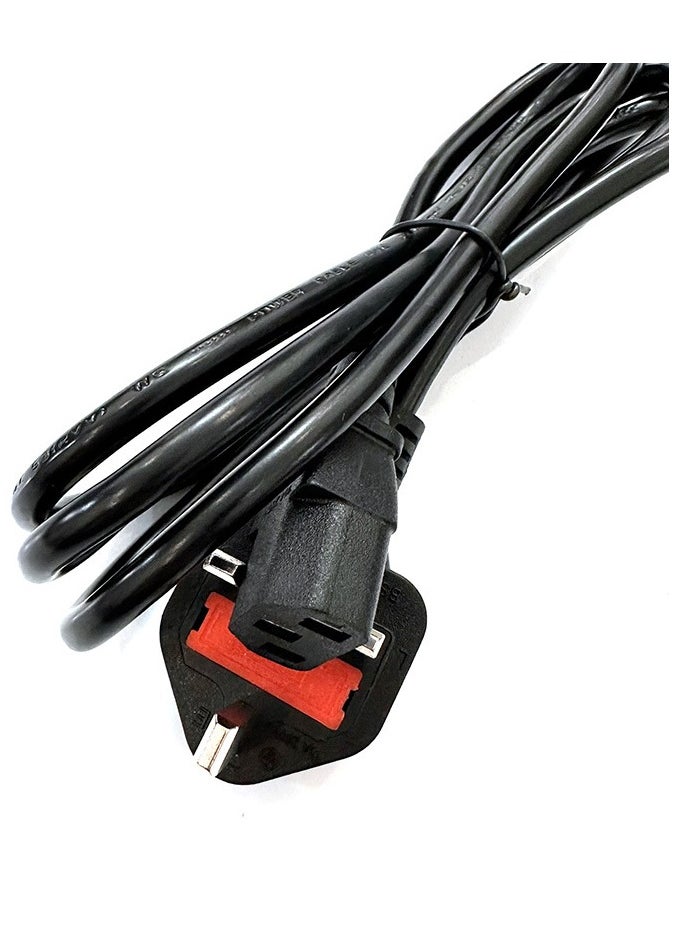 Generic High-Quality UK 3-Pin Power Cable with Protection Fuse - 1.5m Length, Compatible with Computers, Printers, LCD Monitors, Gaming Laptops, and More - IEC C13 to UK Plug  - Image 2