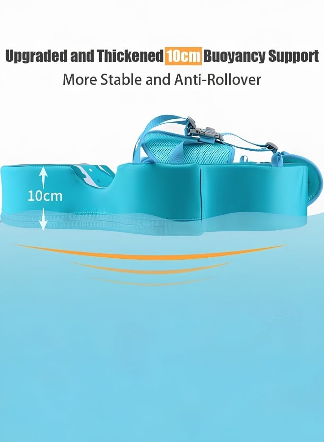 Baby Swimming Float with Sun Canopy, Non-Inflatable Infant Pool Float with Anti-Rollover Safety Harness for Ages 3 to 24 Months, Blue - Image 4