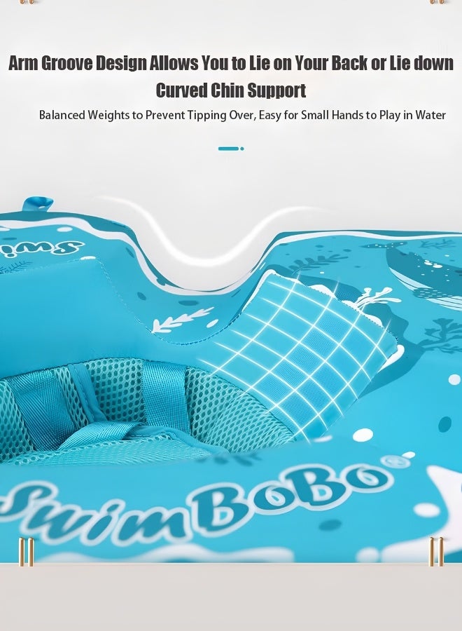Baby Swimming Float with Sun Canopy, Non-Inflatable Infant Pool Float with Anti-Rollover Safety Harness for Ages 3 to 24 Months, Blue - Image 3