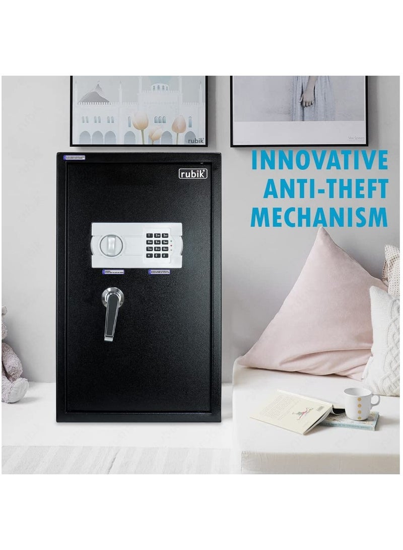 Rubik Safe Box Large with Digital Keypad and Key Lock Protect Money Documents Jewelry for Home Office N60EG (Size 60x36x30cm) White - Image 4