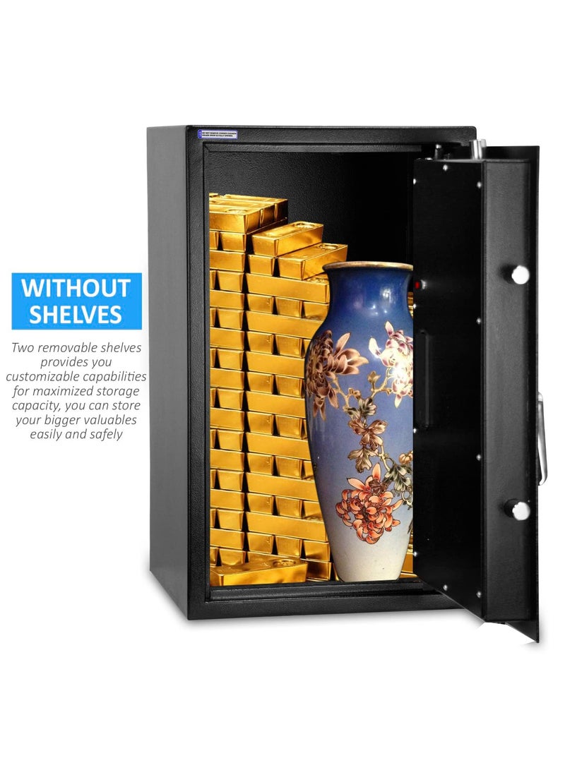 Rubik Safe Box Large with Digital Keypad and Key Lock Protect Money Documents Jewelry for Home Office N60EG (Size 60x36x30cm) White - Image 5