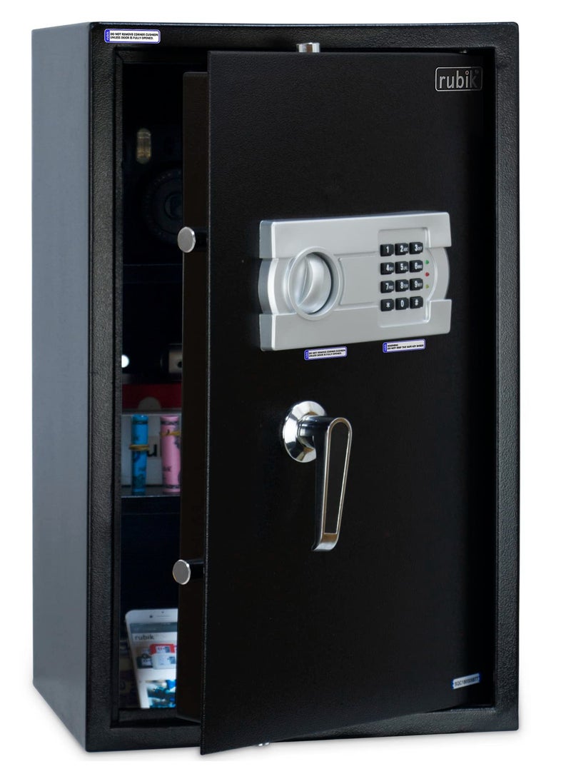 Rubik Safe Box Large with Digital Keypad and Key Lock Protect Money Documents Jewelry for Home Office N60EG (Size 60x36x30cm) White - Image 2