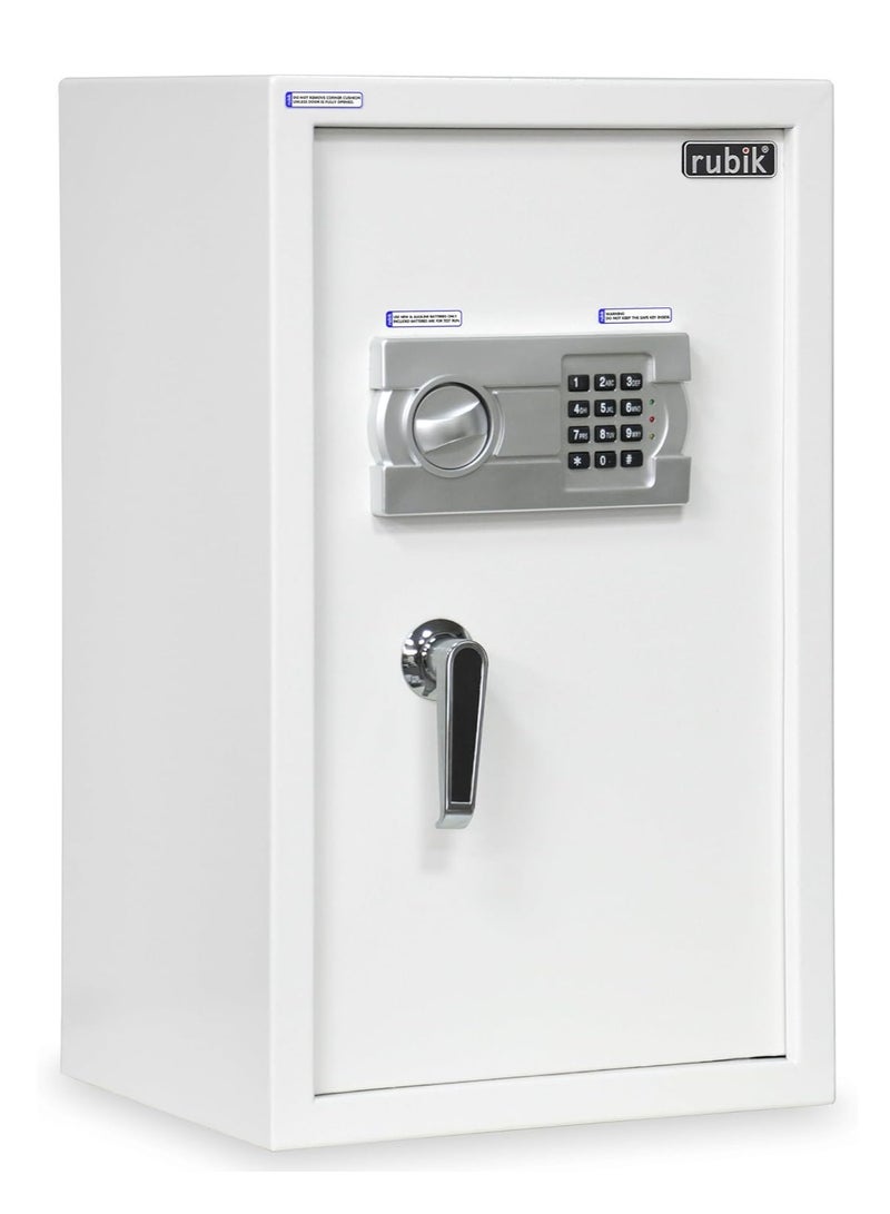 Rubik Safe Box Large with Digital Keypad and Key Lock Protect Money Documents Jewelry for Home Office N60EG (Size 60x36x30cm) White - Image 1