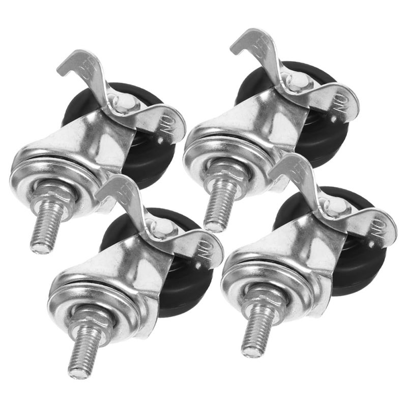 Threaded Stem Caster Wheels With Brake 4PCS Industrial Cart Rubber Wheels Easy Installation - Image 1