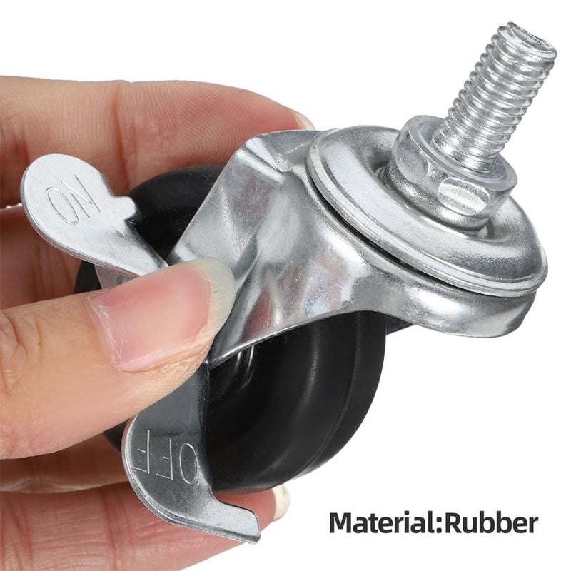 Threaded Stem Caster Wheels With Brake 4PCS Industrial Cart Rubber Wheels Easy Installation - Image 3
