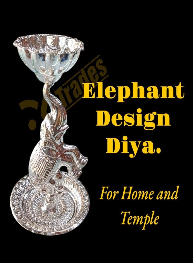 DK trades Hathi Small Size Diya | Set of 1 Deepak | Made of Silver Plated for Home Decor and Gifting | Diwali Decoration for Home Office Temple - Image 2