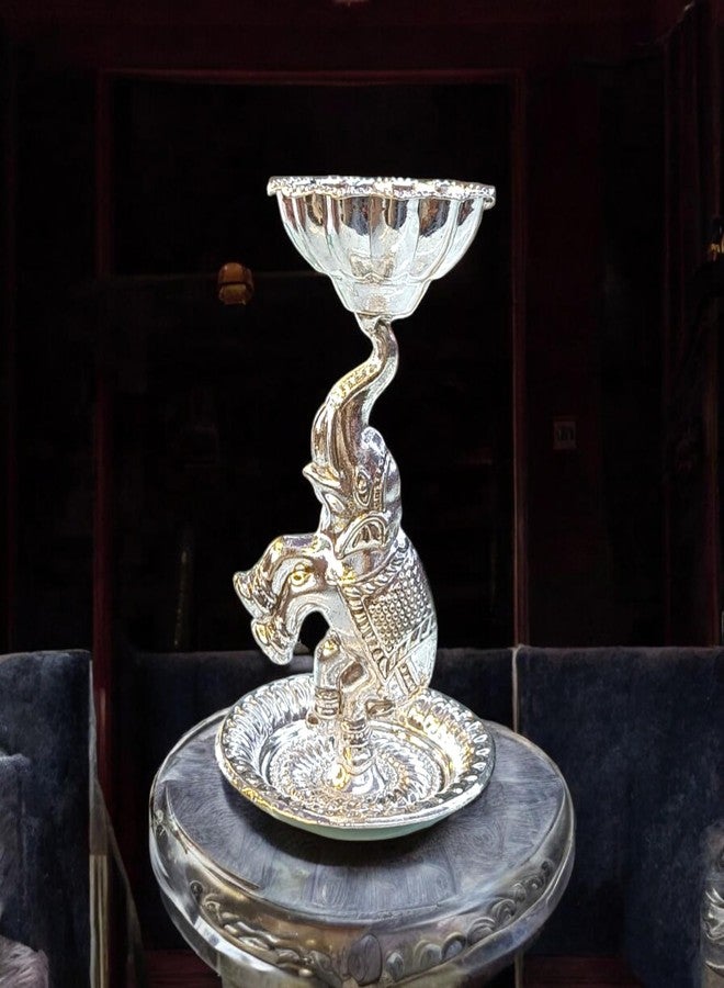 DK trades Hathi Small Size Diya | Set of 1 Deepak | Made of Silver Plated for Home Decor and Gifting | Diwali Decoration for Home Office Temple - Image 1
