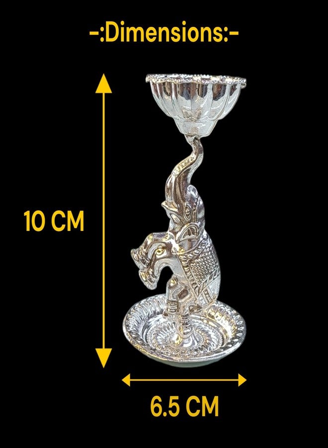 DK trades Hathi Small Size Diya | Set of 1 Deepak | Made of Silver Plated for Home Decor and Gifting | Diwali Decoration for Home Office Temple - Image 3