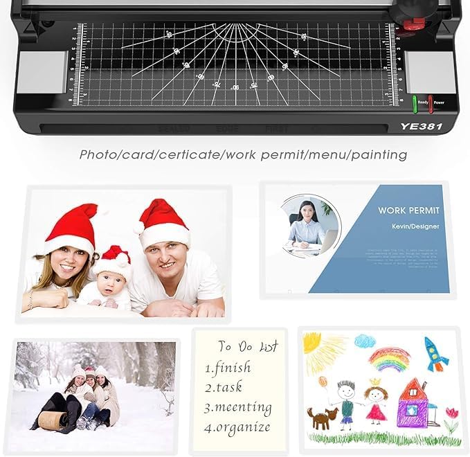 Eficentline A3/A4/A6 Laminator Machine, YE381 Thermal Laminating Machine for Home Office School Use with 70 Laminating Pouches, Bulit in Paper Trimmer and Corner Rounder - Image 2