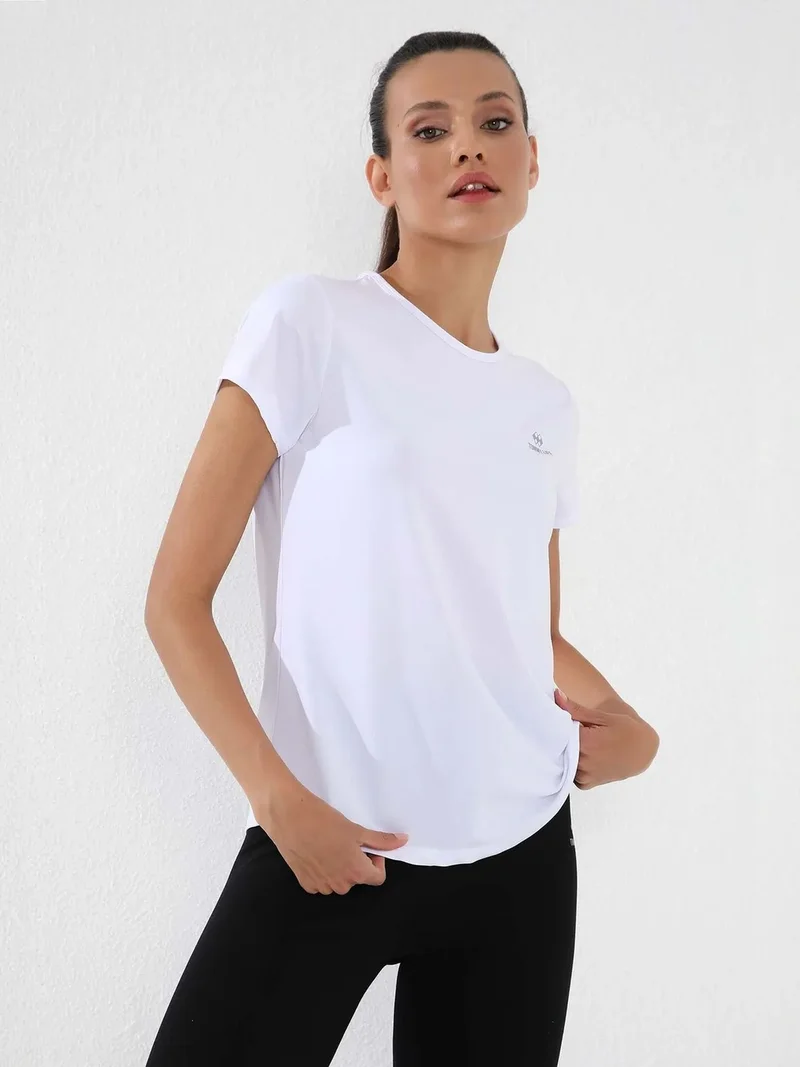 تومي لايف TOMMY Women's Solid Short-Sleeve Crew Neck T-Shirt