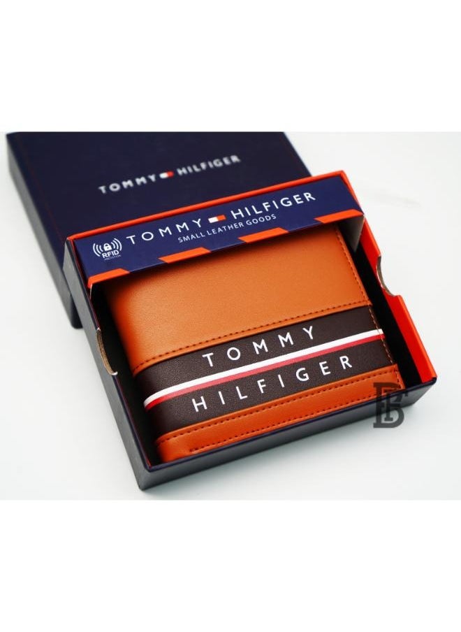 Tommy Hilfiger Wallet  is a one to face solid style covered in light/BROWNleather
