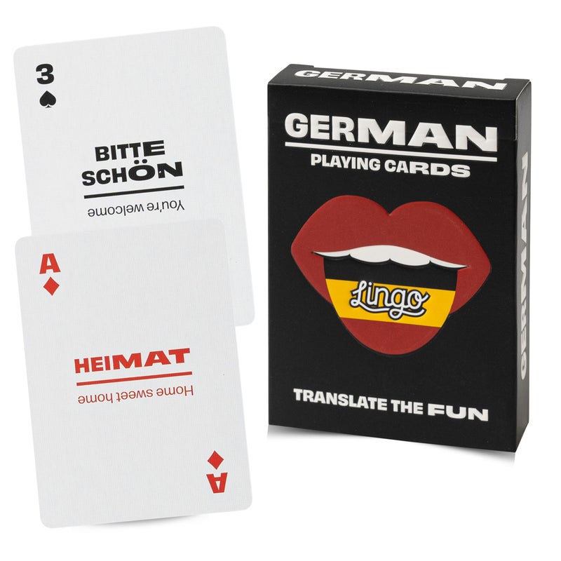 LINGO German Lingo Playing Cards | Travel Flashcards | Learn German Vocabulary in A Fun & Easy Way | 52 Essential Translations - Image 5
