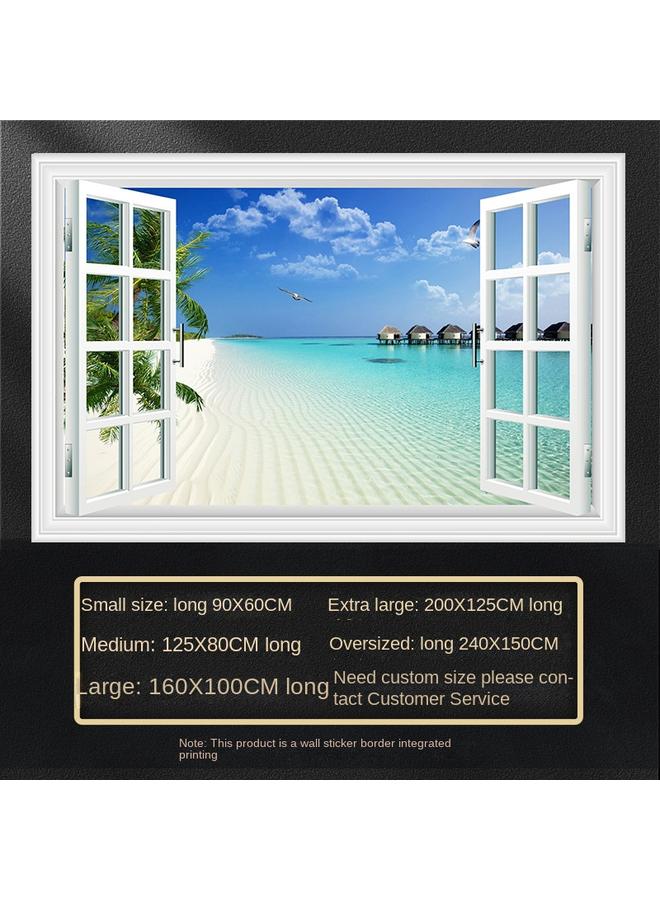 Bluejw Fake Window Self-adhesive 3D Wall Stickers Living Room Decorative Painting Bedroom Landscape Nature Waterproof Wall Stickers Wallpaper - Image 1
