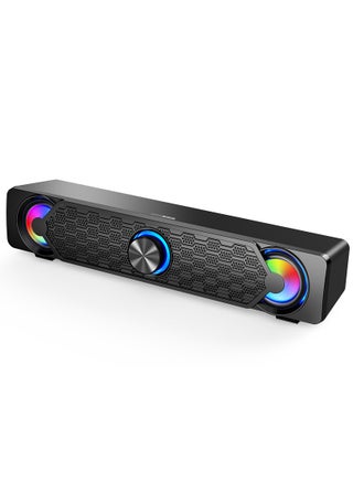 مكبر صوت مكتبي بتصميم شريط صوتي مضيء RGB، صوت ستيريو قوي، طاقة 10 واط، مقبض تحكم، مدخل USB وAUX، حجم صغير يناسب المكتب - pzsku/ZB7AEB4013C7BE42EC302Z/45/1746866408/7f0e4f11-0173-4bdb-8fc5-40dd671a0797